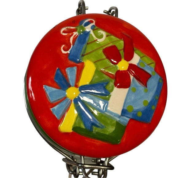 Christmas AMICL Slant Glass Jar Cookie Canister Ceramic Flip Lid Holiday NEW - Picture 4 of 15